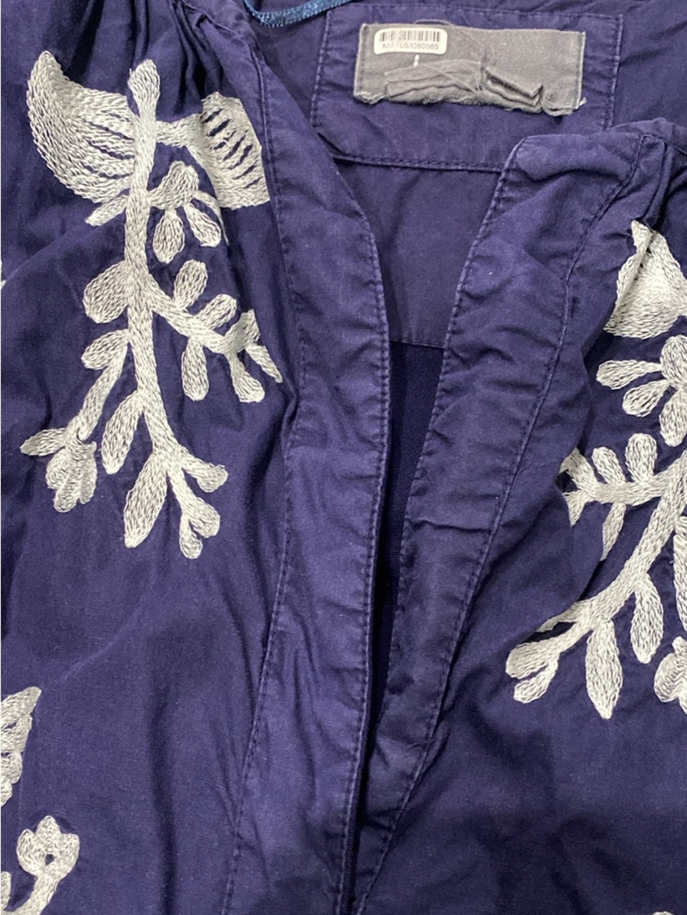 Anthropologie Somerset Embroidered Navy White Boho Dress Large - Picture 6 of 8